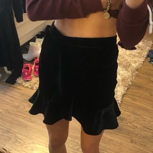 Express velvet ruffle skirt